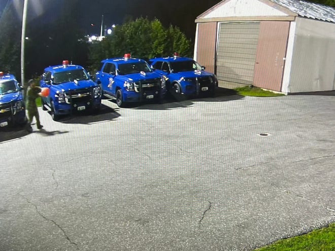 Surveillance images released during the search for a state police arson suspect.